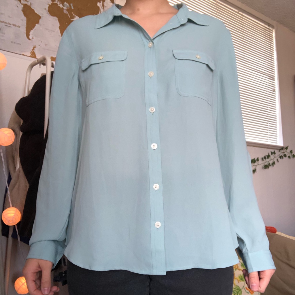 Turquoise Flowy Button Down